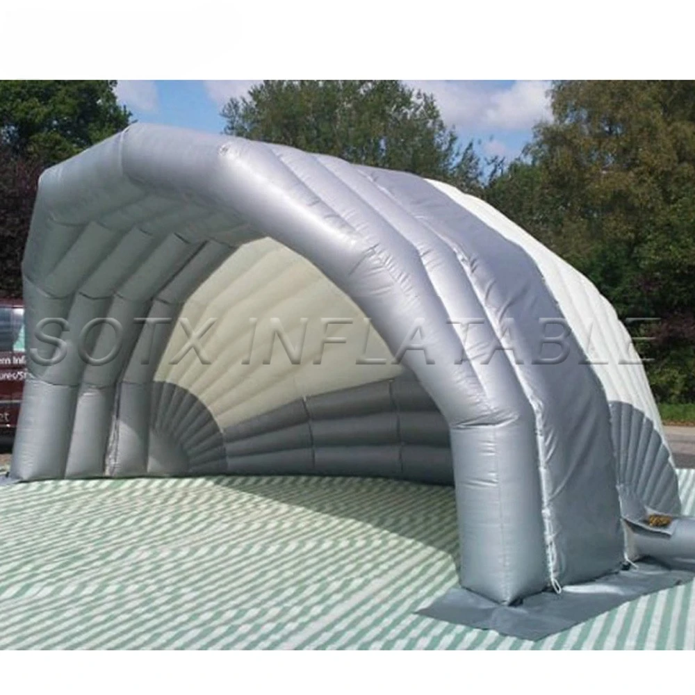 for concert or event Hot sale 10m silver inflatable stage cover tent giant stage air roof outdoor marquee shelter