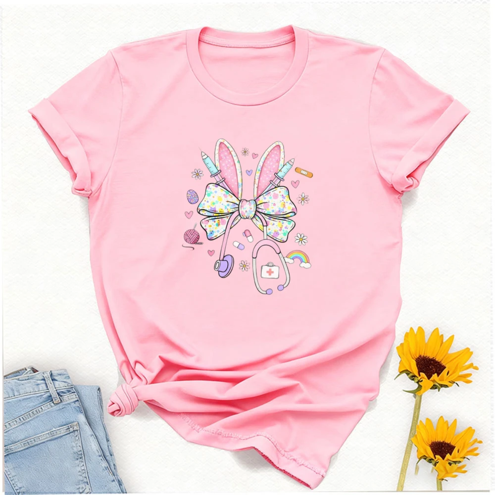 Easter Nurse T-Shirt Bunny Stethoscope Medical Tee Graphic T Shirts Women Clothing Goth Aesthetic Clothes Shirts for Women Tops