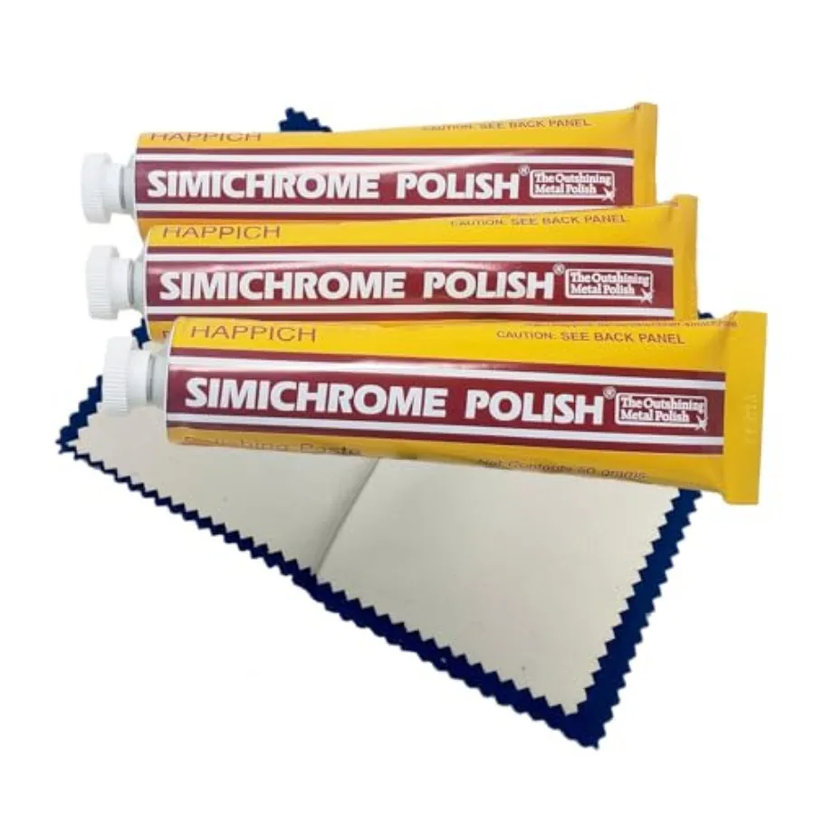 Simi Metal Polish Cream Compound - and Aluminum Polish for Jewelry and More 3 Tubes + Polishing Cloth