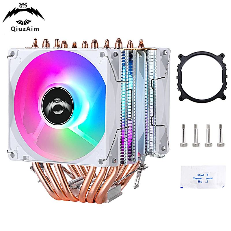 

QiuzAim Efficient Air-cooled Radiator CPU Cooling Fan Twin Towers 6 Heat Pipe Installing LGA2011 x99 x79 2099 2066 AMD am4 am5