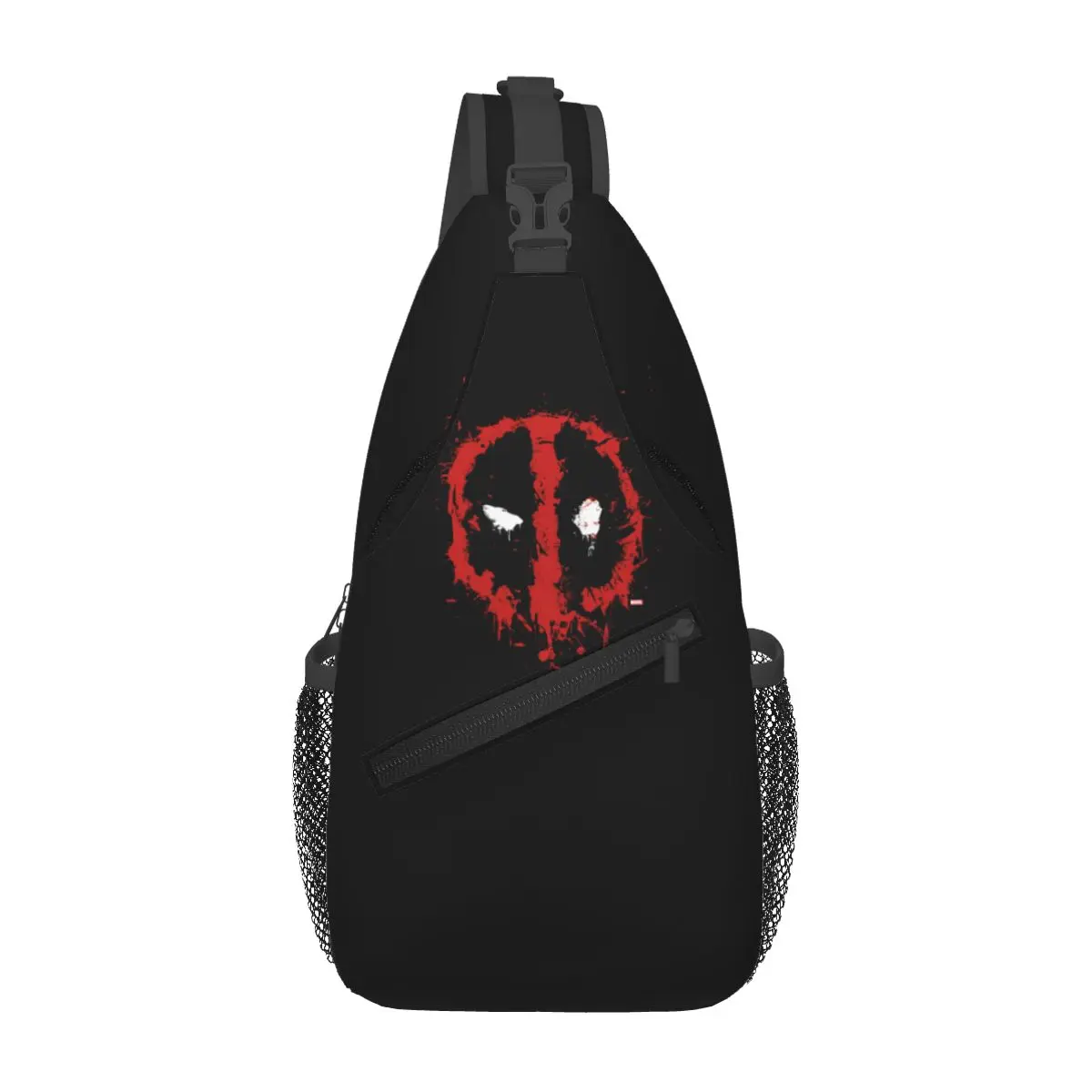 Deadpool Paint Splatter Logo Crossbody Sling Bag Small Chest Bag Shoulder Backpack Daypack for Hiking Travel Biking Pack