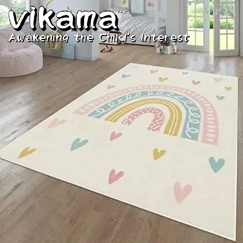 

VIKAMA Cartoon Interactive Play Rug—Soft Plush, Non-Slip Machine Washable Carpet for Kids Room, Living Room & Balcony Flooring