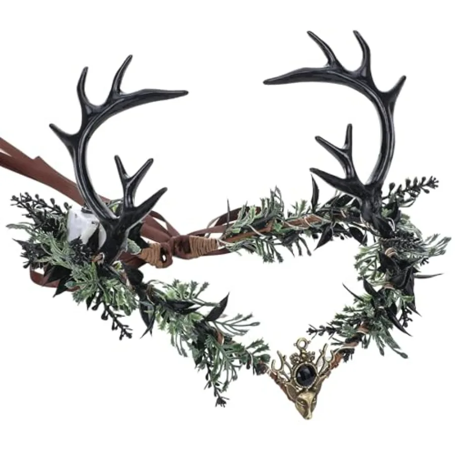 

MOSTORY Light up Elf Crown - Antler Headpiece Gothic Flower Circlet Elven Woodland Tiara for Women Renaissance Fair Cosplay Hal