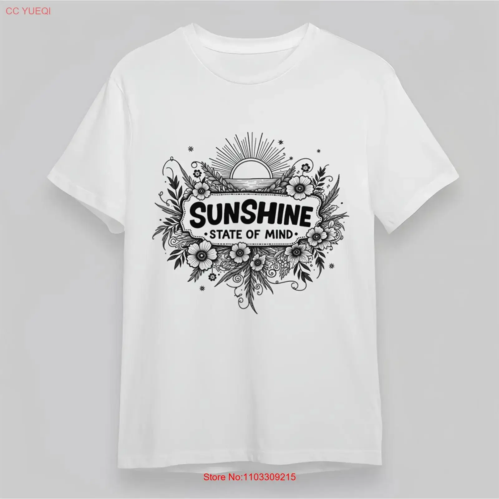 T-shirt de mode pour femme Sunshine State Mind Floral en coton doux blanc, style vintage délavé, vêtements de créateur extensibles