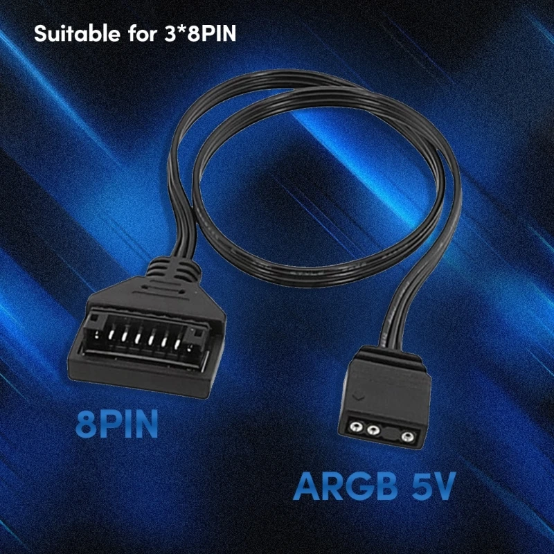 ARGB Adapter Cable 5V 3pin to ARGB 5V 8Pin/6Pin Male Adapter Cable Enhances Your Lighting Solution 30cm Long Replacement