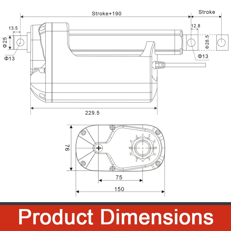 Imagem -02 - Atuador Linear Elétrico Resistente Haste Telescópica para Sistema de Rastreamento Fotovoltaico 12v dc Motor Dhla12000 10000n 2600lb Ip66