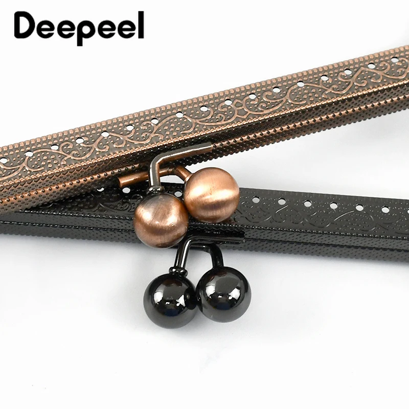 1Pc Deepeel 20cm Embossed Metal Purse Frame Bags Handle Handbag Strap Chain DIY Sewing Brackets Wallet Kiss Clasp Accessories