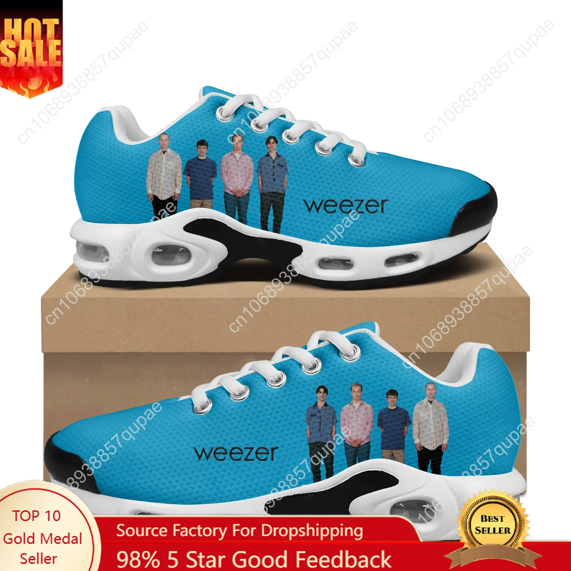 

Weezer Air Cushion Sneakers Pop Rock Band Mens Womens Teenager Lightweight Sports shoes High Quality Custom Leisure Mesh Sneaker