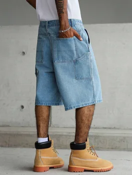 Men's Light Blue Wide-Leg Utility Denim Shorts for Summer 3 Men's Light Blue Wide-Leg Utility Denim Shorts for Summer 3