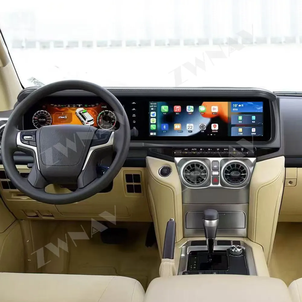 24 Inch Dual Screen For Toyota Land Cruiser LC200 2008-2021 Android Car Radio Auto Digital Meter Cluster Dashboard