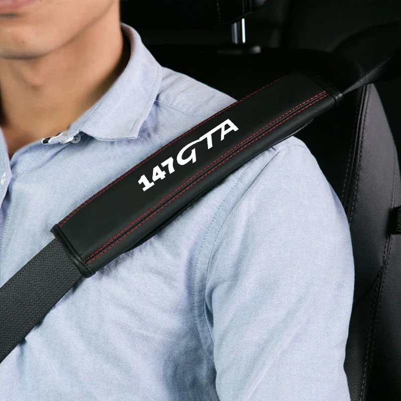 For Alfa Romeo Giulia Stelvio MiTo Giulietta Tonale 147 1pc Cowhide Car Interior Seat Belt Protector Cover For car Auto Accessor