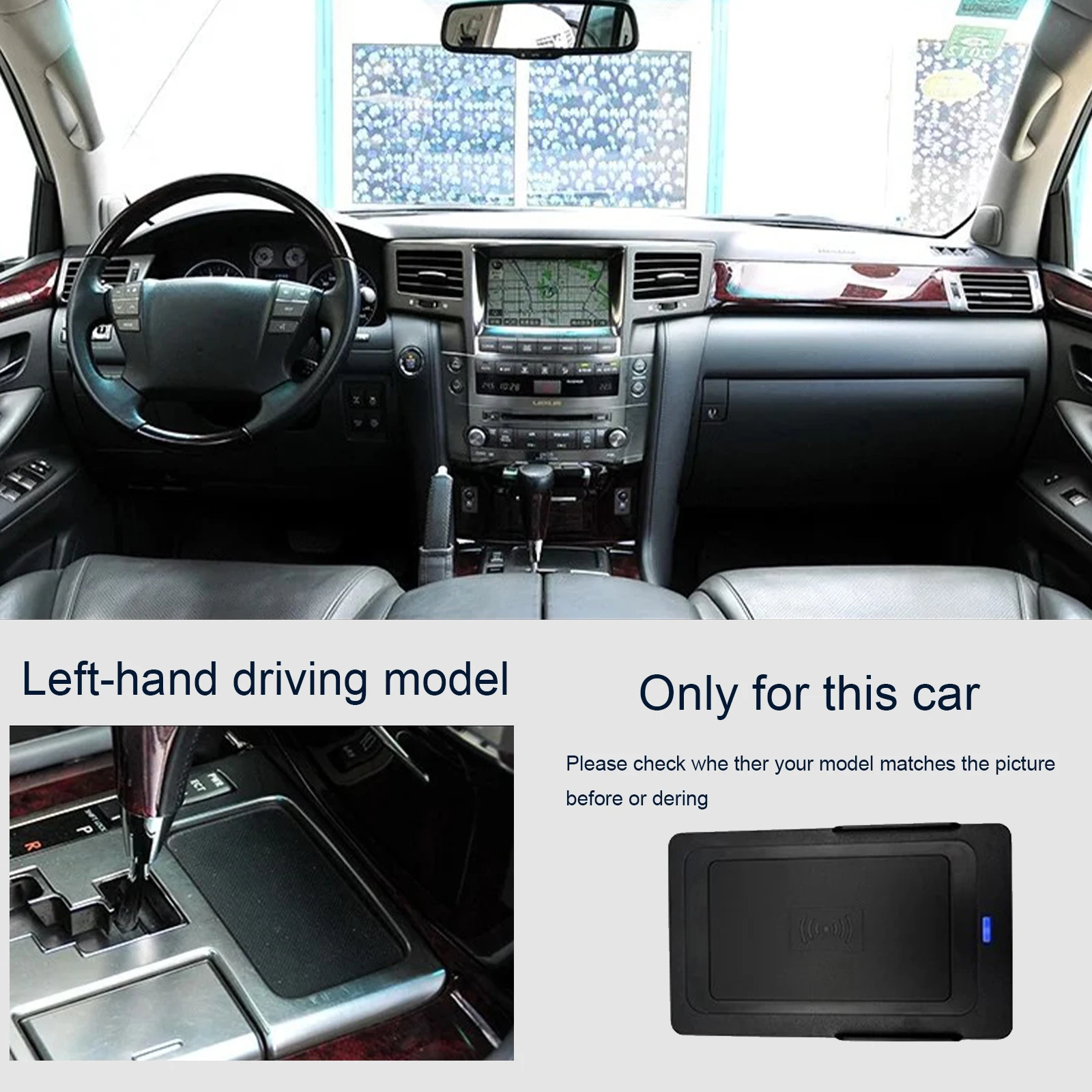 2 DIN The Latest For Lexus LX570 2007-2015 Car center console phone charger fast wireless charger plate holder