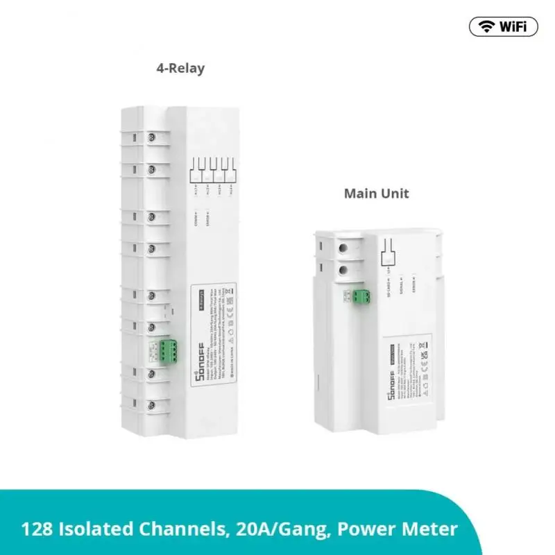 SONOFF-medidor de potencia inteligente y apilable, de 4 canales Monitor de energía, conexión principal SPM, hasta 32 SPM-4Relays, funciona con