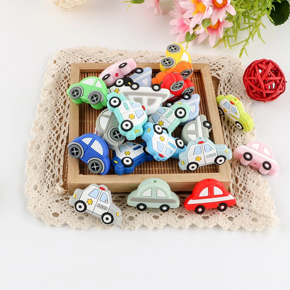 5/10 Pieces New Baby Silicone Beads Mini Car DIY Pacifier Chain Bracelet Jewelry Accessories Silicone Teeth Molar Toys