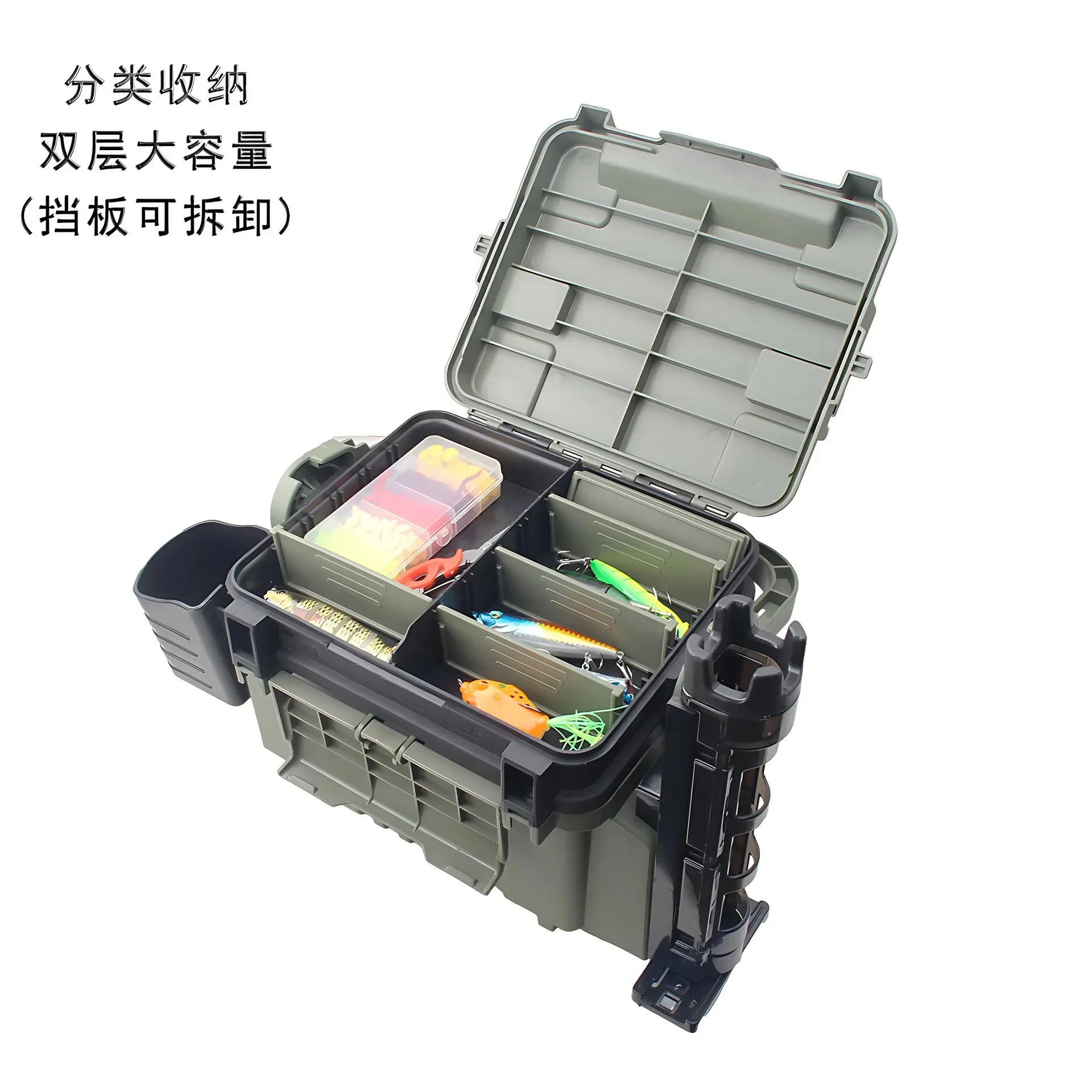 Multi‑Layered Large Capacity Reinforced Thickened Fishing Tackle Box With Seat for Sea Rock Fishing Outdoor Fishing Sports