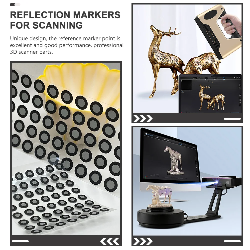 4 Sheets 3d Scanning Marker Reflective Marking Dots Film Stickers