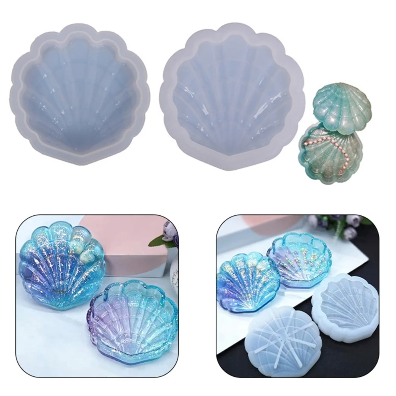 Seashell Resin Box Molds with Lids,3D Jar Silicone Mold,Trinket Storage Container Box Mold for Resin Casting Home Decor Y08E