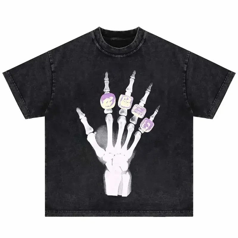 

Hip Hop Oversized Men T-Shirt Punk Gothic Funny Portrait Graphic Printed Loose Streetwear 2024 Harajuku Cotton TShirt Top