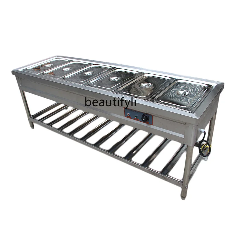 Commercial Stainless Steel Heat-Preserving Table Porridge Table Soup Stove Soup Stove Insulation Rice Selling Stage Quick Bar