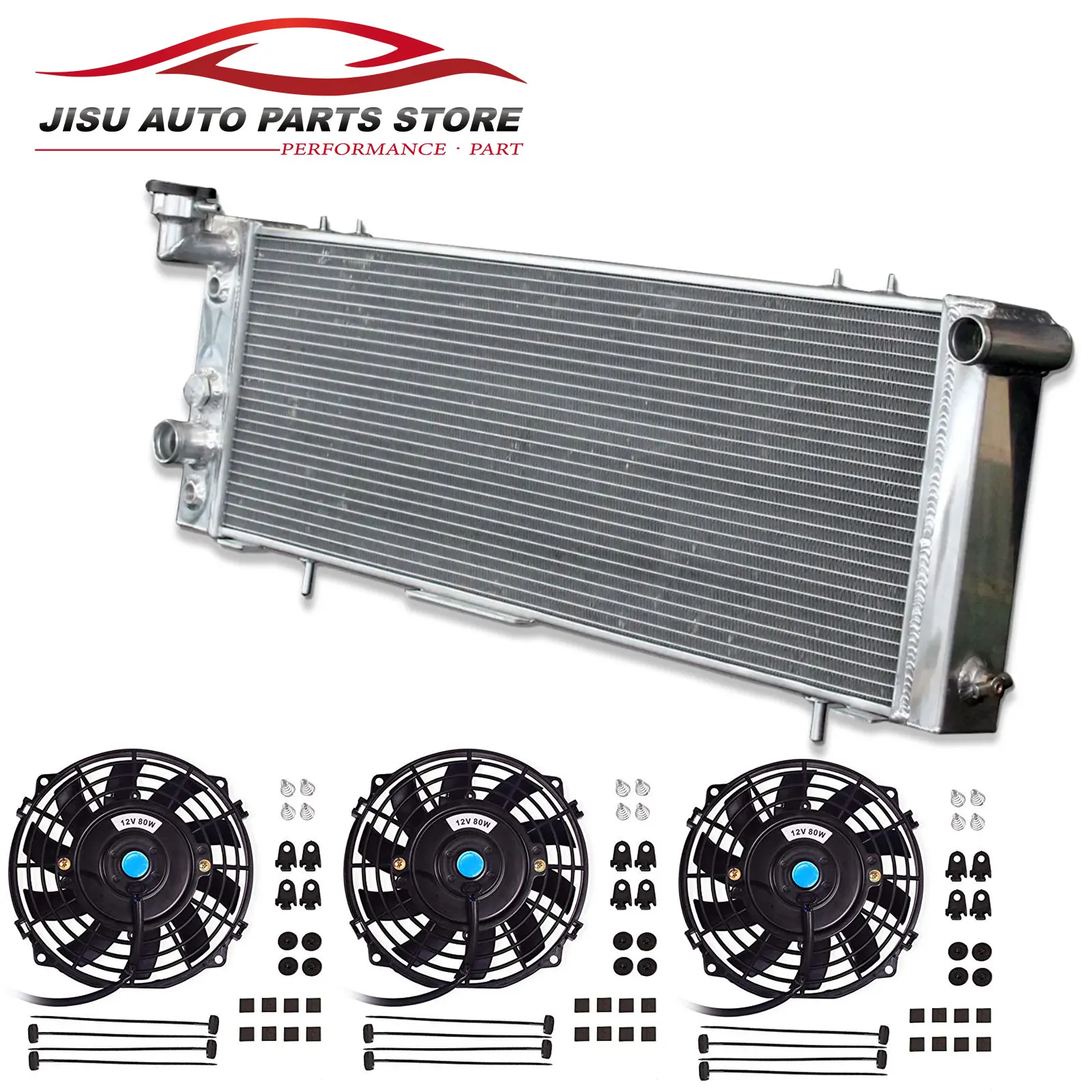 3-ROW Aluminum radiator + Fans for 1991-2001 JEEP CHEROKEE/COMANCHE 2.5L/4.0L l4/l6,XJ / Wagoneer Truck 1992 1993