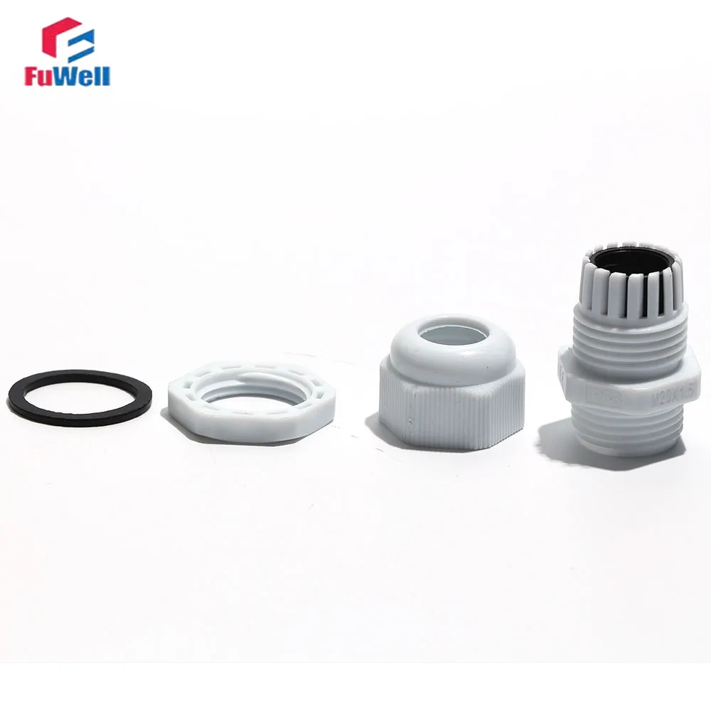 Fuwell كابل مقاوم للماء الغدة كابل دخول IP68 PG 7 9 11 13.5 16 19 21 25 29 36 42 48 63 موصل بلاستيك نايلون أبيض/أسود #5