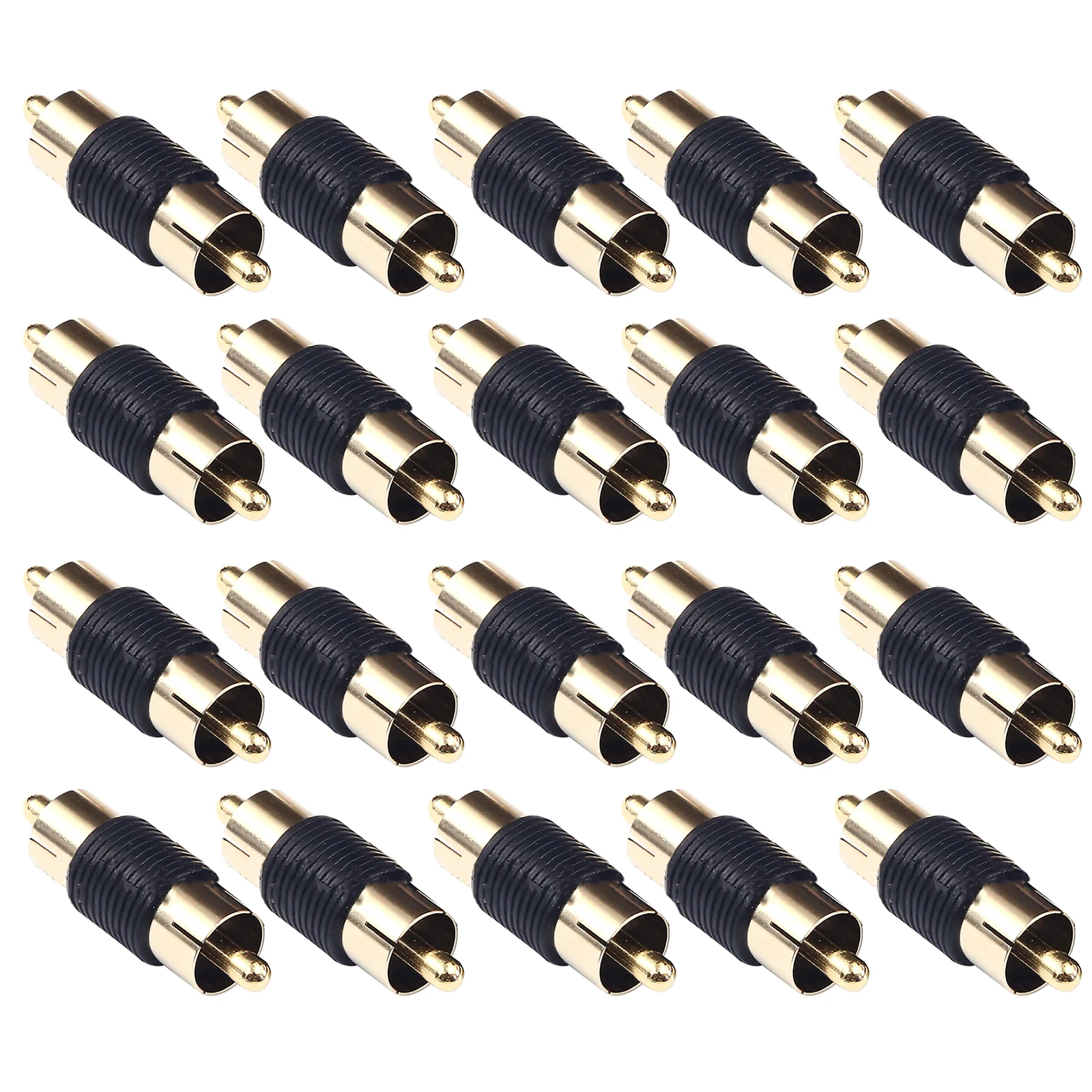 20Pcs/Set RCA Male to Male Audio Video Coupler Connector Adapter Replacement Spare Parts