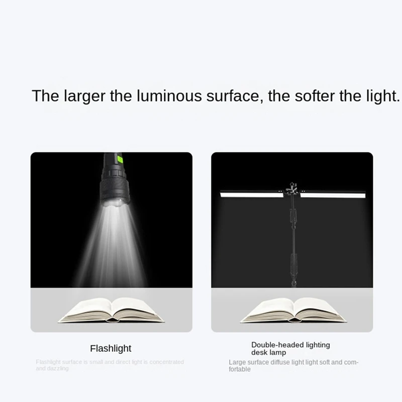 Desk Lamp with Clamp Double Head Architect Desk Lamp LED Desk Lamp Eye Protection Modern Desk Light 10 Brightnes 3 Color-AD23