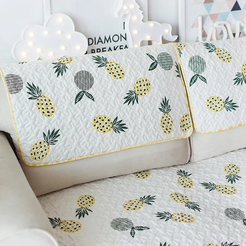 Almofada do sofá do algodão puro, antiderrapante, moderno, simples, europa do norte, pastoral, quatro estações, universal, plantas e flores