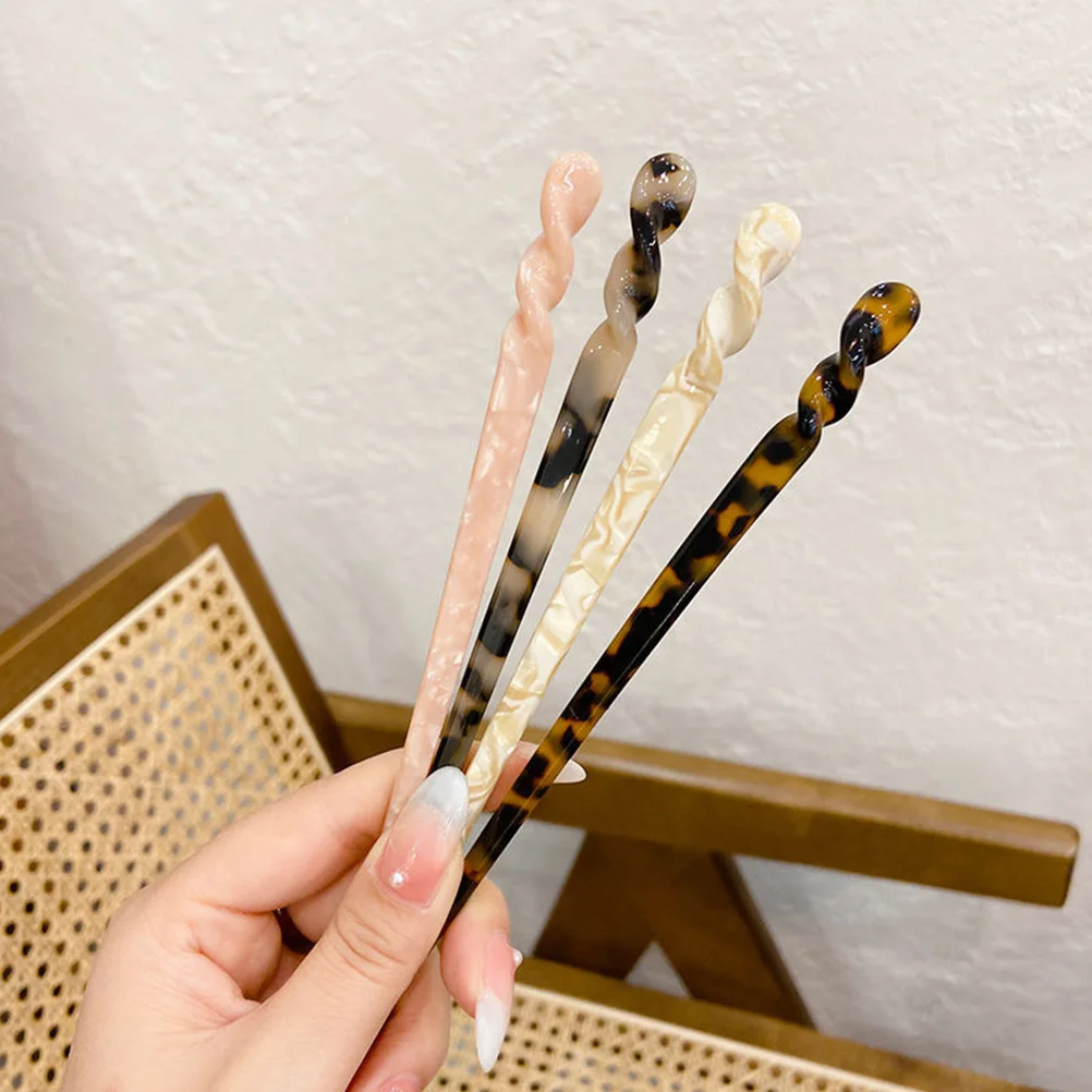 

4pcs Shell Hairpin Accessories for Women Bun Sticks Long Hair Chopsticks Vintage Tortoise Barrettes Metal Hair Decorations