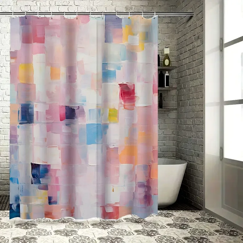 

Modern Colorful Abstract Design Bath Shower Curtain for Bathroom Decor Pink Blue Yellow White Red Purple Orange Black Waterproof