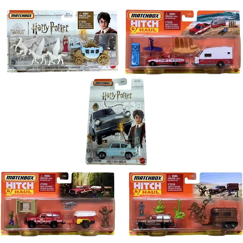 Oryginalny zestaw Matchbox Hitch&Haul Serise Harry Potter Trailer Jeep Forest Trailer Jeep Desert Trailer Ford Beach Trailer Surprise Toy