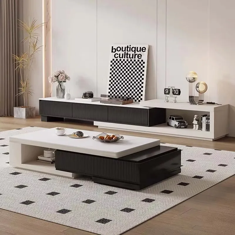 Simple Adjustable Coffee Tables Storage Square Aesthetic White Modern Table Wood Nordic Mesa Auxiliar Salon Furniture For Home