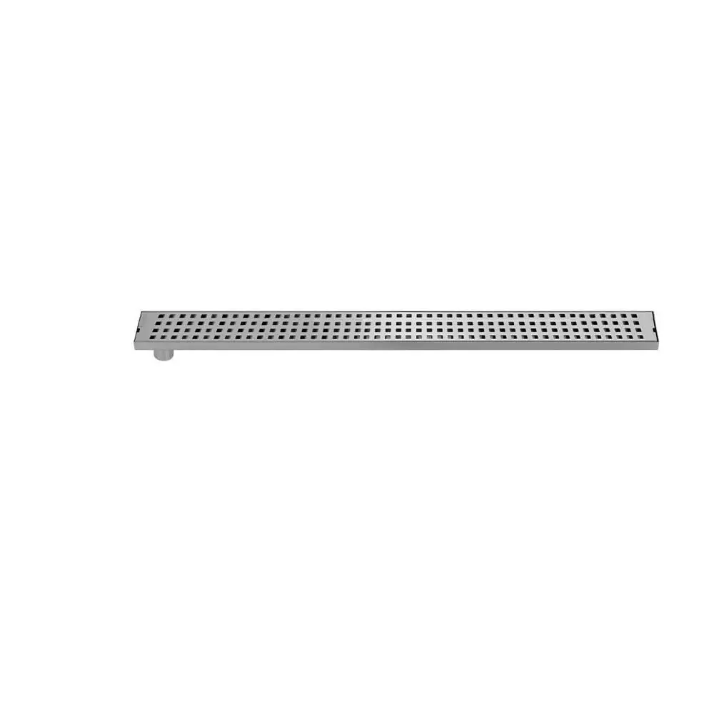 

47.2 Inch Linear Shower Drain Rectangle Floor Drain With Grate Offset Side Outlet Stainless Steel Brushed Finish
