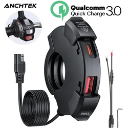 Anchtek 오토바이 USB 고속 충전기, 방수 소켓, C타입 휴대폰 포트 전원 콘센트, 모바일 충전기 플러그, 12V, 신제품