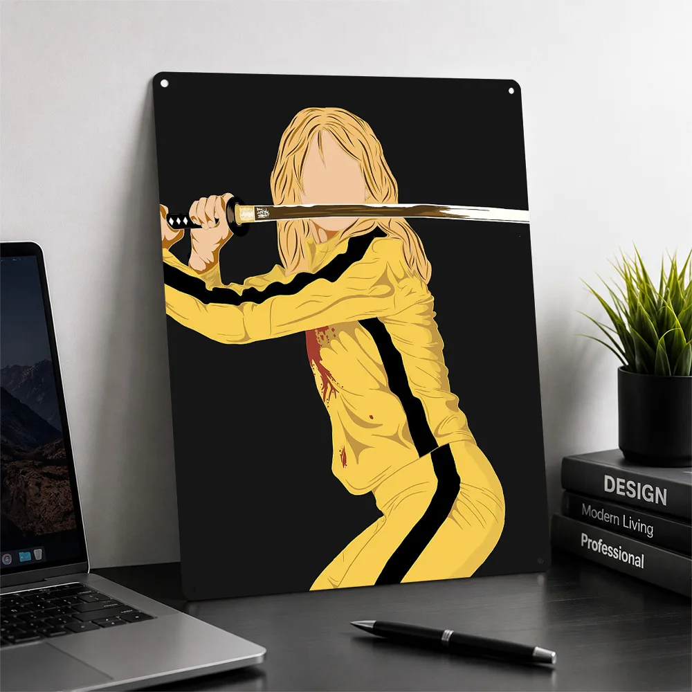 Kill Bill: The Bride With Sword Metal Poster Perfect Gift for Fans Lovers Personalized Wall Art Metal Sign for Bar Accessories