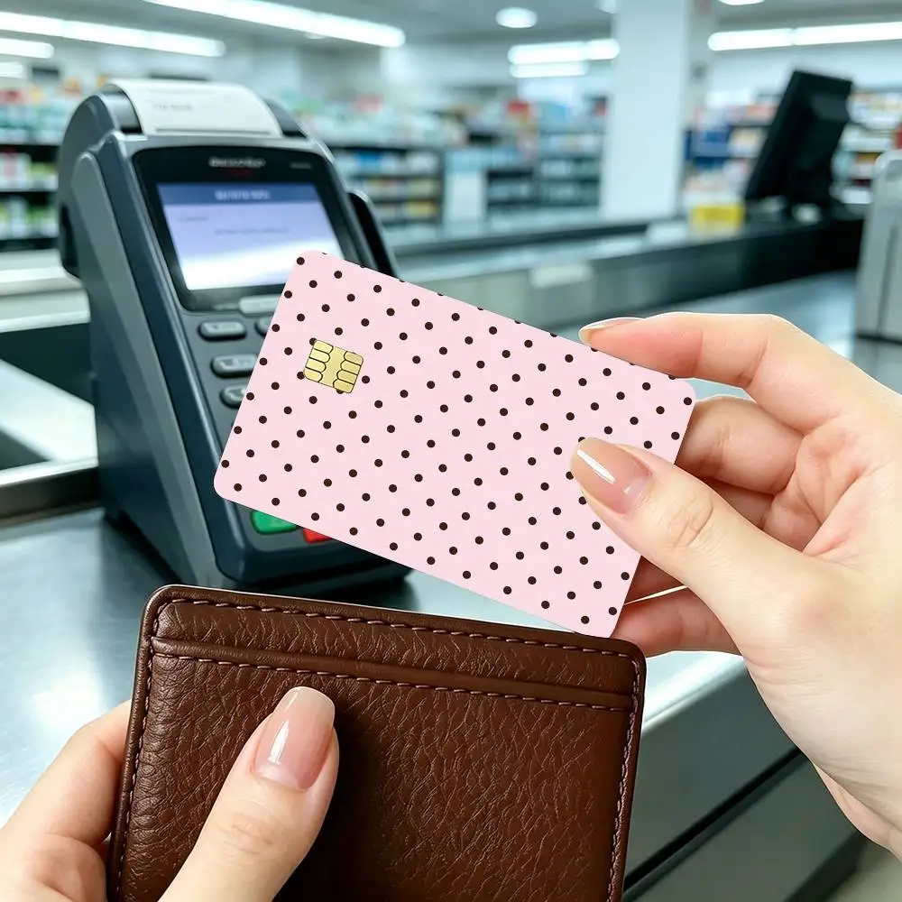 ins Polka Dots  Credit Card HD Stickers Game Card Decal Small Chip Waterproof Sticker Gift