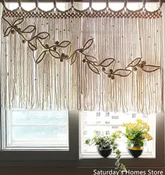 Macrame Leaves Tapestries Window Door Curtain Wall Hanging Bohemian Decoration Handwoven Macrame Tassel  Curtain Decoration