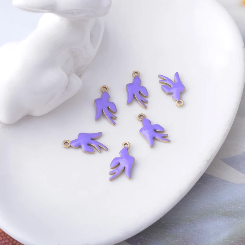 20 Stück, beidseitig emailliert, kleine Friedenstauten-Anhänger, tropfende Öl-Vögel, Schwalben, Ohranhänger, Halskette, Armband, Schmuckdekor – Detail 11