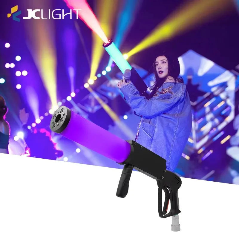 Gatling Handheld RGB LED CO2 Jet Cannon DMX Controlled Air Column Smoke Blaster for DJ Wedding Stage Special FX Gear