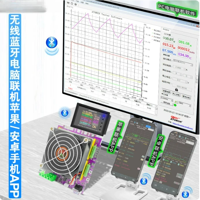 50A 600W Programmable DC Load, 200V Battery Discharge Tester with Tuya WiFi for Cell Grading
