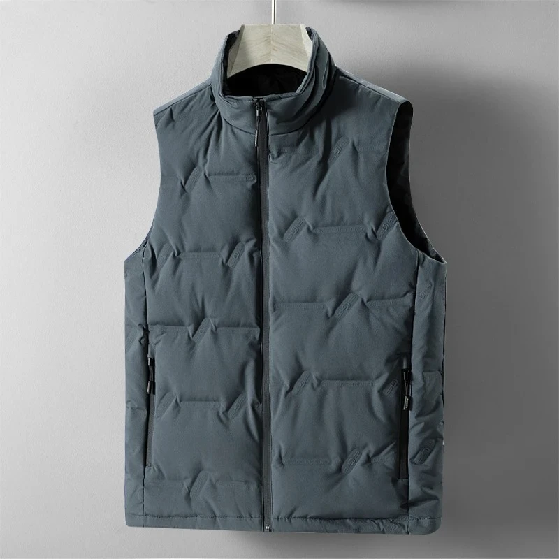 

Уличный ветрозащитный пуховый жилет, мужской осенне-зимний пуховый жилет с воротником-стойкой, белая утиная куртка без рукавов, мужские короткие теплые жилеты