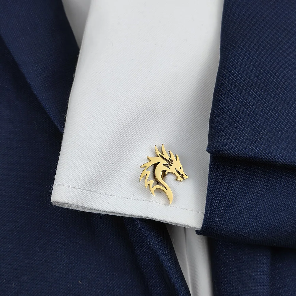 Advanced design stainless steel hollow shape brooch, gold-plated 18K, fashion lapel pin, gift for boyfriend