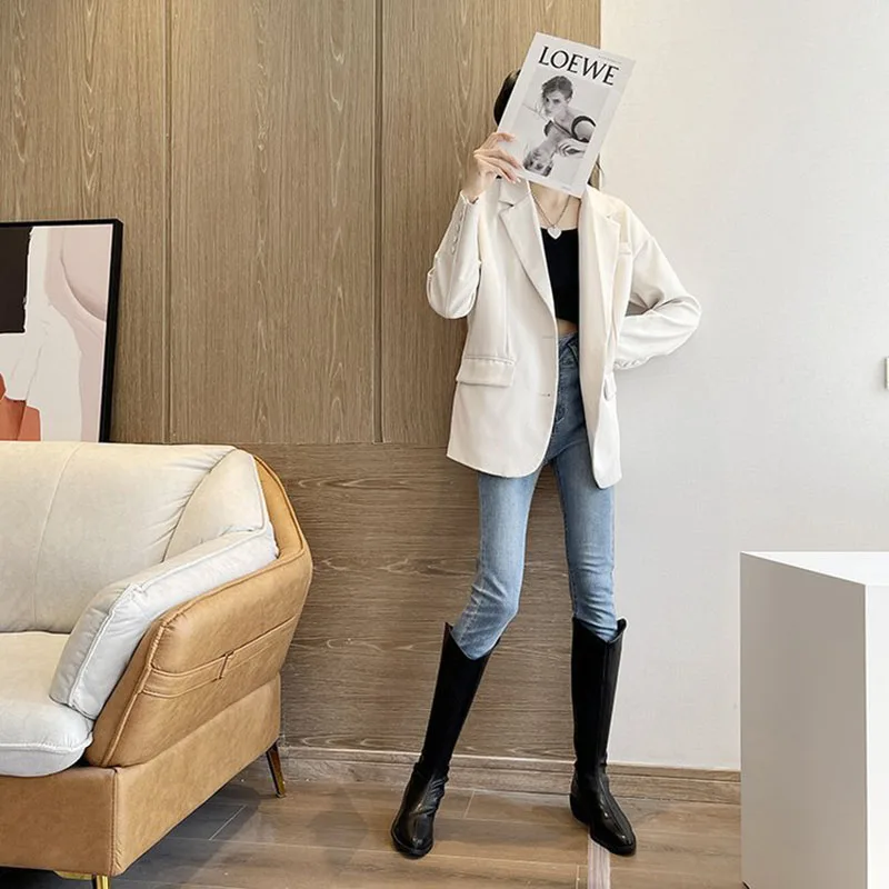 Women Knee High Boots Spring Autumn Pointed Toe Elegant Modern Boots Fashion Zipper Long Shoes Ladies Booties