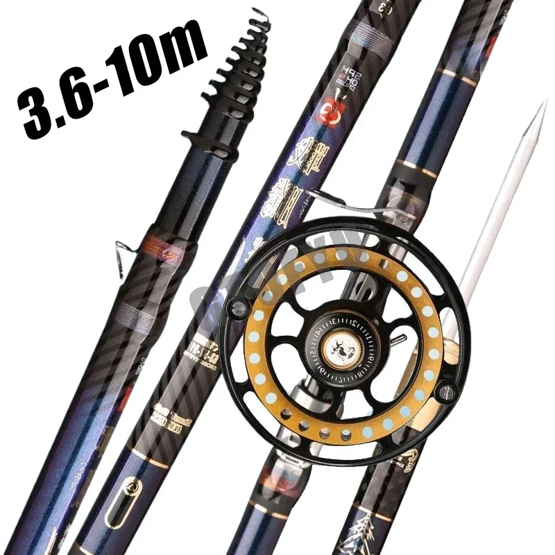 

High Carbon Variable 4.5-10M Multi Positioning Hollow Fishing Rod and Reel Combo Set Ultralight Superhard Stream Hand Pole Set