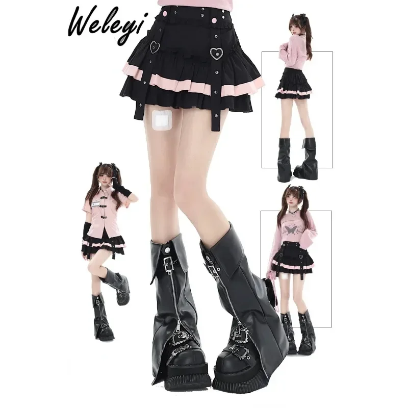 

Japanese Sweet Women's Black Short Skirt 2024 Spring and Summer New Fashion Soft Girl Cute Charming Cake Short Skirts for Women