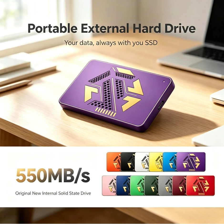 Original A3-3 Purple/Blue/Gray Portable External Hard Drive Large Capacity Storage Disk for Laptop Desktop Notebook Smartphone