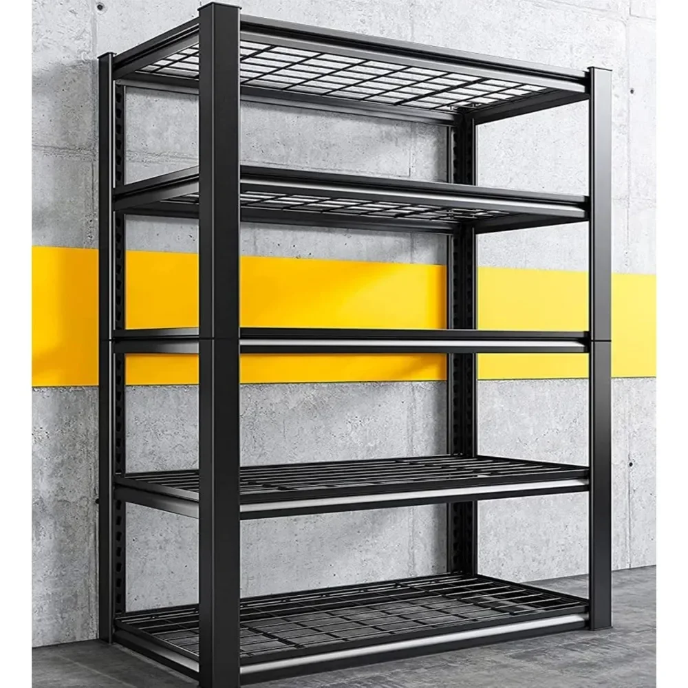 72" Garage Storage Shelves Heavy Duty Shelving Units and Storage Loads 2500LBS, Adjustable 5 Tier Metal Shelving"