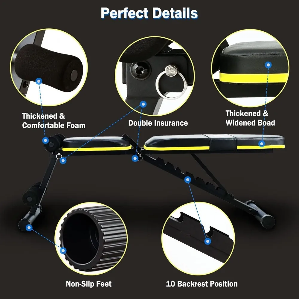 مقعد وزن متعدد المواضع قابل للطي لتدريب القوة في صالة الألعاب الرياضية المنزلية