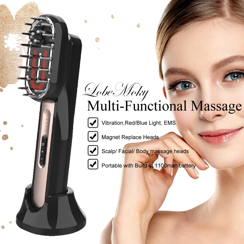 Home Use Professional Face Ems Facial Body Led Vibration Hair Massager Comb Multi-Functional Massage Machine For Hair Scalp Care