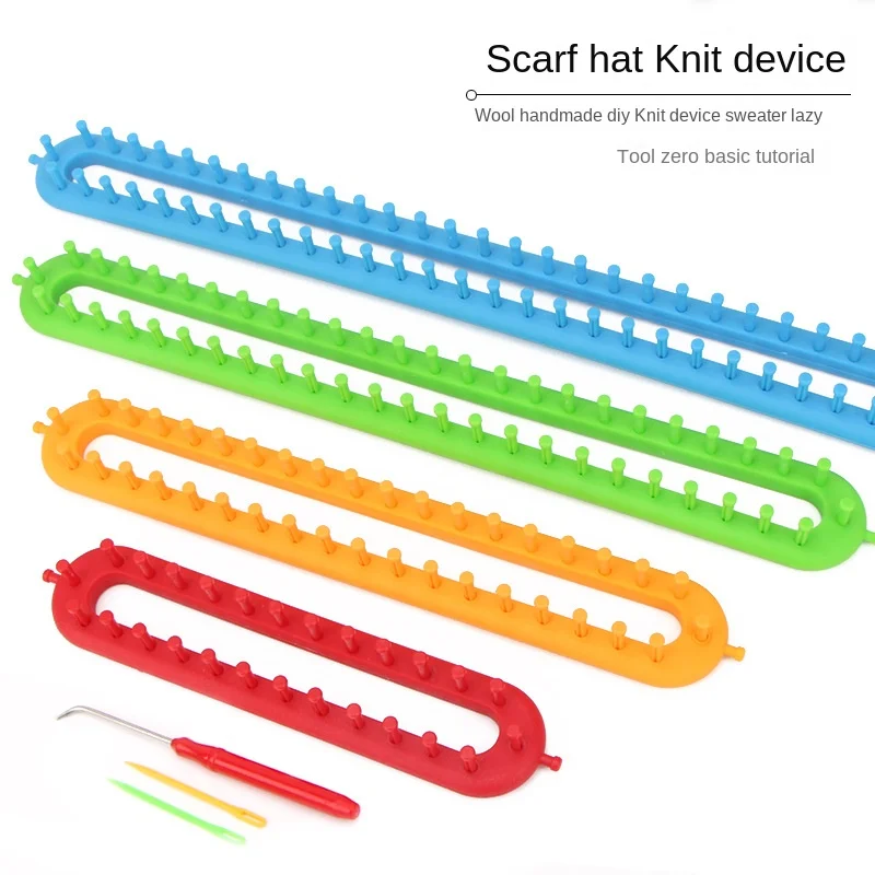 Weaving Loom Knitting Kit, Plastic Pompom, Sock Hat Scarf, Scarves Maker, Long Handle, DIY Weaving Tool, Random Color